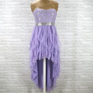TEEZE ME Dress Homecoming Lilac Lavender Vertical Ruffle Prom High Low Juniors 3